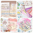 20 Sets DIY 3D Sticker Scenes for Adults Relief Stress, Cute Kawaii 3D House Sticker Therapy for Women Teen Girls Kids Pass The Time, Make Your Own Mini Room Scene Collection Book with Tweezer