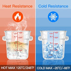 4 pcs 4qt Food Storage Containers with Lid, Square Clear Commercial Food Storage Containers with Handle and Scale for Food Storage in Home Kitchen & Dining (Red)