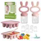 WAJIAYON Baby Breastmilk Popsicle Molds & Baby Fruit Feeder (4 Pack), Infant Food Freezer Tray Storage Containers, Silicone Teething Pacifier Feeder and Teether for Babies（Pink&Purple）