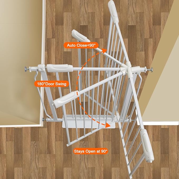 Extra Wide Baby Gate Extra Tall Dog Gate for Stairs Doorways White Metal Tension Child Pet Safety Gates with Pressure Mount 67-71.5 Inch (White)