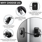 Refrigerator Lock 2 Packs, Fridge Lock with Silicone Wire Protection Fridge Locks for Kids Easy to Use and Install Cabinet Locks with Key, Black