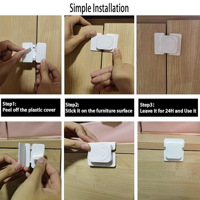 Cabinet Locks(12-Pack) for Babies, Kids and Toddlers Proofing Cabinet Child, safety Locks Suitable for Cabinets, Drawer and Refrigerator with Easy Installation (White) (8 Flat Lock+4 Right Angle Lock)