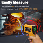 Infrared Thermometer High Temperature Gun -58℉~2732℉, 50:1 Distance Ratio, Digital Laser IR Temp Gun for Cooking, Pizza Oven, Engine, Kilns, Forges, Industry, and Home Repair.
