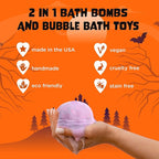 Halloween Bath Bombs for Kids with Surprise Halloween Toys Inside (6 Pack) - Large Pumpkin Bath Bombs for Kids, Boys, Girls & Teens – Spooky Boo Basket Stuffers for Kids - Made in USA by Two Sisters