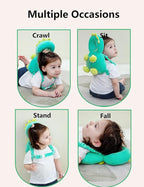 JunNeng Toddler Baby Head Protector Backpack for Toddler Walker with Knee Pads&Anti-Slip Socks, Dinosaur Green