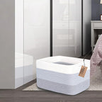 COMFY-HOMI Cotton Rope Woven Basket with Handles for Shelves,Toys,Book, Cloth Storage Baskets Bin for Organizing-13.5"x11"x9.5" Toy Decorative Organizer for Living Room, Bathroom-White/3Tone Grey