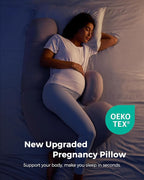 Momcozy Cooling Pregnancy Pillow,Original F Shaped Maternity Pillow for Pregnant Women with Adjustable Wedge Pillow, Full Body Support Pregnancy Pillows for Side Sleeping with Velvet Cover, Light Grey