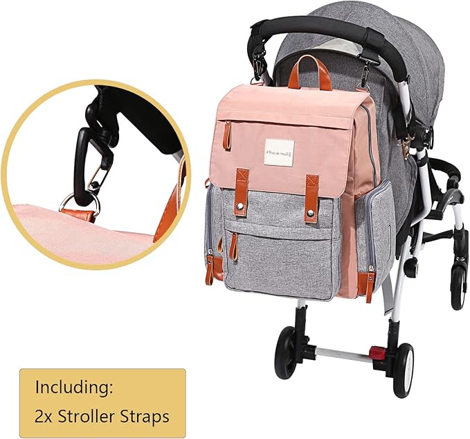 Frank Mully Diaper Bag Backpack Large Multifunction Travel Baby Bag for Mom Dad Pink1