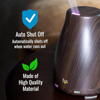 HealthSmart Essential Oil Diffuser, Cool Mist Humidifier and Aromatherapy Diffuser with 150ML Tank Ideal for Small Rooms, Adjustable Timer and Mist Mode, Wood Grain Brown