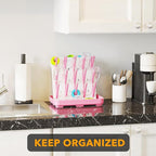 SpaceAid Baby Bottle Drying Rack with 20 Hooks, Space Saving Kitchen Bottles Rack Dryer, Vertical Baby Bottle Holder Organizer for Countertop Storage Accessories (White and Pink)