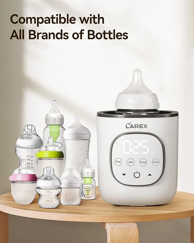 LAREX Bottle Warmer, Fast Baby Bottle Warmer for Breastmilk and Formula, with Timer and Accurate Temp Control, 8 in 1 Baby Milk Warmer BPA Free with Digital Display, Bottle Warmers for All Bottles