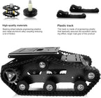 Tank Car Chassis with Motor, Shock Absorbing Robot Chassis Full-Metal Robotic Moving Platform Track Chassis for RaspberryPi Arduino DIY Maker Smart Robot Car Chassis Kit (Black, With Encoder motor)