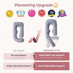 Momcozy Pregnancy Pillow for Sleeping, Dreamlign U Pro Maternity Pillow with Adjustable Leg Pillow, Removable Cover - Support for Back, Hip, Belly, Legs for Pregnant Women, 50-72 Inch Full Body Pillow
