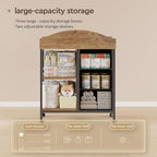 Changing Table Dresser, Baby Dresser with 3 Fabric Drawers and 2 Shelves, Multi-Functional Baby Changing Table with Pad, Classic Nursery Dresser, Diaper Changing Station, Rustic Brown