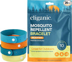 Cliganic Mosquito Repellent Microfiber Bracelets (20 Pack) - for Adults and Kids, DEET Free Wristbands
