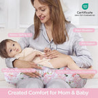 Little Grape Land Nursing Pillow,Upgraded Breast Feeding Pillow for Mom,Breastfeeding & Bottle Feeding for 0–12 Months, Soft Machine Washable Cover with firm breathable filling, Tummy Time,Rose Floral