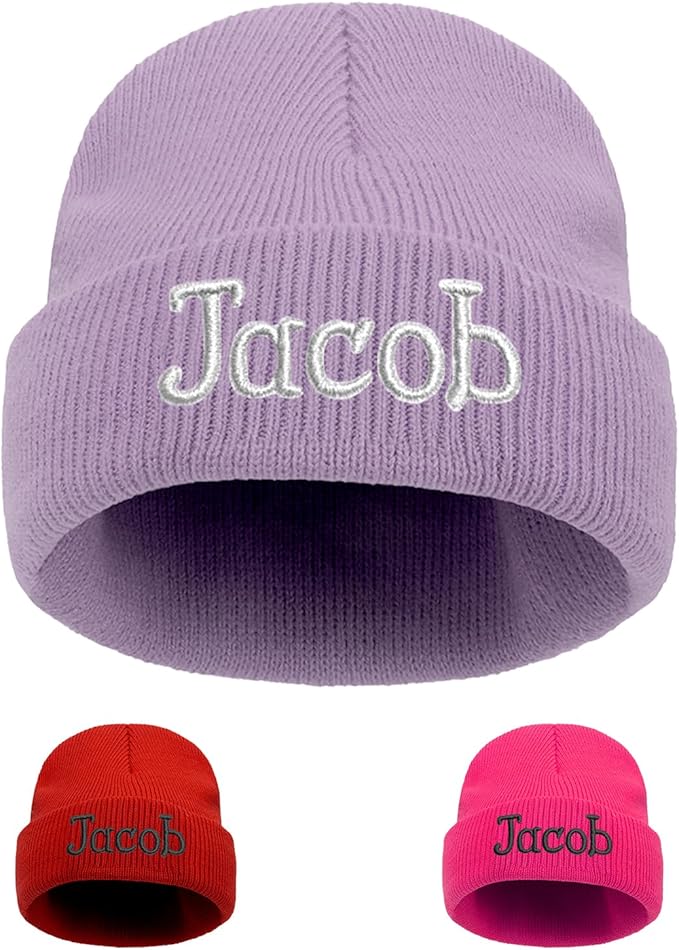 Custom Beanie Hats for Baby Girls Boys - Personalized Embroidered Beanies with Name for Infants Toddlers Adults