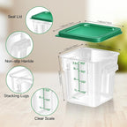 4 pcs 4qt Food Storage Containers with Lid, Square Clear Commercial Food Storage Containers with Handle and Scale for Food Storage in Home Kitchen & Dining (Green)
