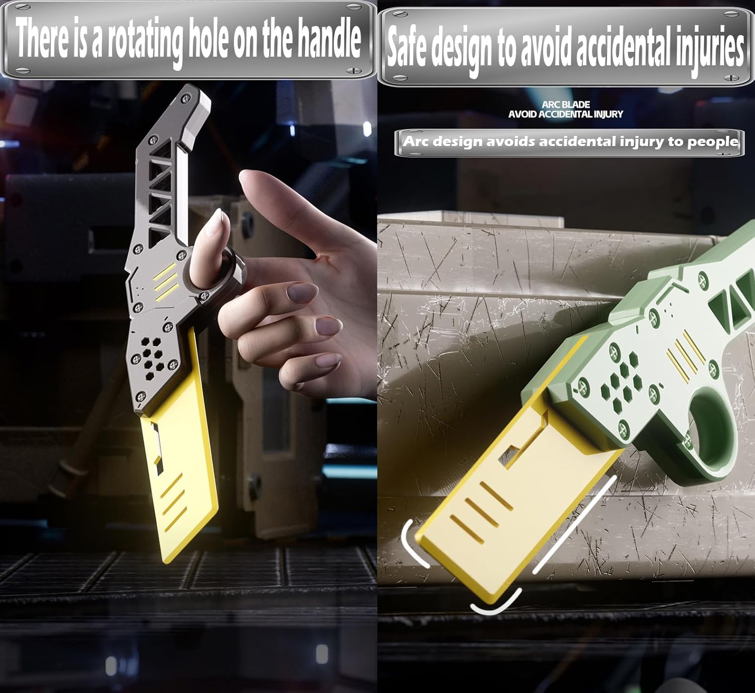 Carrot Radish Catapult Knife- Stress Relief Fidget Toy with Decompression Features - 3D Printed Practice Prop EDC Purple Green PUGR-N1