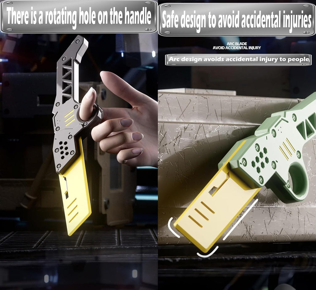 Carrot Radish Catapult Knife- Stress Relief Fidget Toy with Decompression Features - 3D Printed Practice Prop EDC Green Yellow GRYE-N1