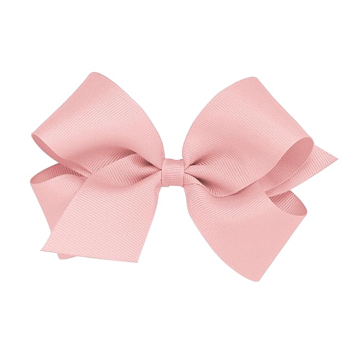 Wee Ones Girls' Plain Wrap Classic Grosgrain Hair Bows on a WeeStay No-Slip Hair Clip, Handmade, Medium, Sweet Nectar