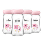 YOHKOH Glass Breast Milk Storage Bottles - 100% Leak-Proof, BPA-Free Breastmilk Storage Containers, Freezer & Dishwasher Safe, Ideal for Nursing Mothers (Red, 5.4oz (Pack of 4))