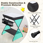 Costzon Changing Table, Portable Baby Changing Table Foldable Diaper Changing Station with Safety Belt, Large Storage Rack & Shelf, Nursery Organizer for Newborn Infant (Black)