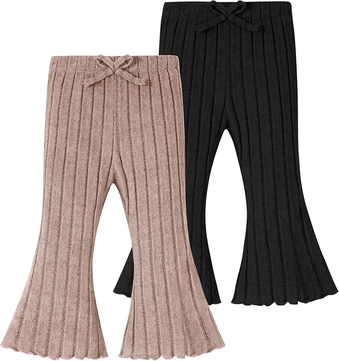 Neutocd Baby Girl Flare Pants Toddler Bell Bottoms Leggings Infant Stretchy Soft Trousers Solid Elastic Waist Pants
