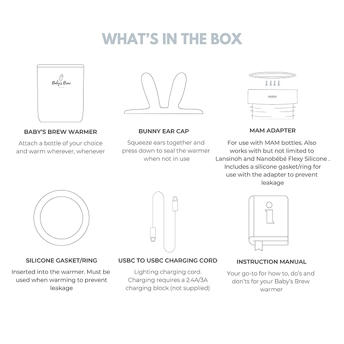 Baby's Brew Portable Bottle Warmer Pro - Milk Warmers for Breastmilk or Formula, Leak-Proof Design, Travel-Friendly, Cordless, Battery-Powered, 8-12 Hour Battery Life (Warmer + MAM Adapter)