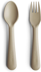 mushie Flatware Fork and Spoon Set For Kids | Made in Denmark (Vanilla)