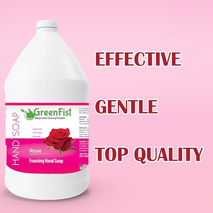 GreenFist Foaming Hand Soap Refills Jug Rose Scent Foam Refill Made in USA, 128 ounce (1 Gallon)