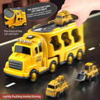 5 in 1 Construction Trucks Cars Toys for Toddlers 3-5, Boy Toddler Car Truck Toys with Light Sound, Includes Crane, Mixer, Bulldozer & Excavator, Birthday Gifts Toys for 2 3 4 5 Year Old