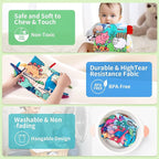 4 Pack Baby Books 0-6 Months, 4PCS Crinkle Books for Babies, Touch and Feel Sensory Books for Babies, Infant Toys 0-6 Months, Soft Fabric Toy Shower Gift, Baby Crinkle Book - 4 Pack Blue