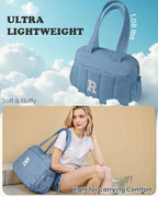 Initial Duffle Bag, Yoga Bags for Women，Overnight Bag with Wet Pocket，Lightweight Work Bags Personalized Gym Tote with Makeup Pouch-Girly Gift