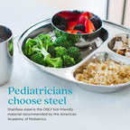 Ahimsa Stainless Steel Kids Plates - Divided Toddler Plates, Pediatrician Designed, Non Toxic Toddler Plate, Camping Plate, BPA Free & Dishwasher Safe (Single)