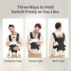 Baby Sling Carrier,4-in-1 Ergonomic Baby Backpack Front Carrier,Newborn to Toddler Wrap Lightweight Adjustable Baby Sling,Black