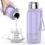 QIBOX Portable Bottle Warmer for Travel - 3Min Fast Heating of Breast Milk and Formula, 36W Fast Charge, 17 Ounces Large Capacity, Baby Bottle Warmer On The Go for Outdoor Airplane and Car