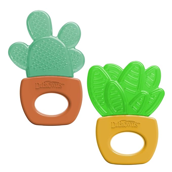 Dr. Brown's AquaCool Water-Filled Teether, Cooling Baby Teether Toy for Sore Gums, Green Cactus, BPA Free, 3m+, 2-Pack