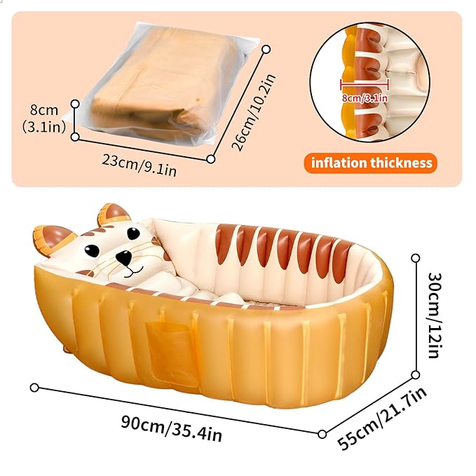 Boczif Inflatable Baby Bathtub, Toddler Bath Tub Non-Slip Baby Pool for Sitting, Foldable Infant Shower Basin Mini Air Swimming Pool, Kids Must Have Travel Bath, Portable Bathtub(Orange)