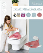 Kindsgut Potty Training Seat in whale design, designed in Germany, suitable for all toilet shapes non-slip toilet seat, Dusty Pink