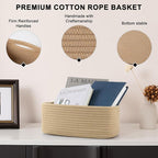 4 Pack Small Storage Shelf Baskets for Organizing, Mini Woven Rope Storage Bins for Towels, Cute Decorative Closet Organizer，Baby Nursery, Gift Empty Baskets -11.81''Lx7.87''Wx4.72''H-Jute