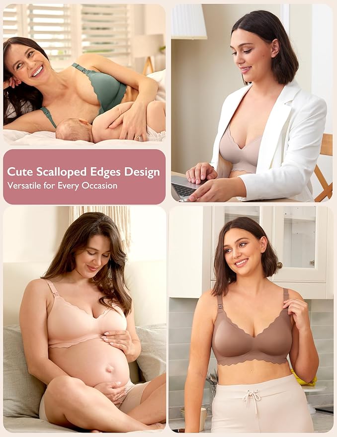 Momcozy Nursing Bras for Breastfeeding, Seamless Pregnancy Maternity Bra Wireless Classic Jelly Strip Support Nursing Bra