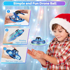 Hand Operated Mini Drone for Kids - LED UFO Flying Orb Ball, Rechargeable Mini Fidget Spinner Toy for Indoor Outdoor,Christmas Birthday Party Gifts for Girls Boys (Blue)