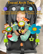 Baby Stroller Arch Mobile, Adjustable Musical Cirb Mobile Toys with Universal Clamps, Versatile Activity Toy Bar for Baby Bouncer Infant Car Seat Toy Stroller Toys Mobile for Bassinet Crib - Orange