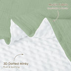 Baby Blankets for Boys Girls, Soft Nursery Minky Blankets with Muslin and Dotted Fleece Back 30x40 inches, Receiving Bed Quilt for Newborn, Infants, Toddlers (Green)