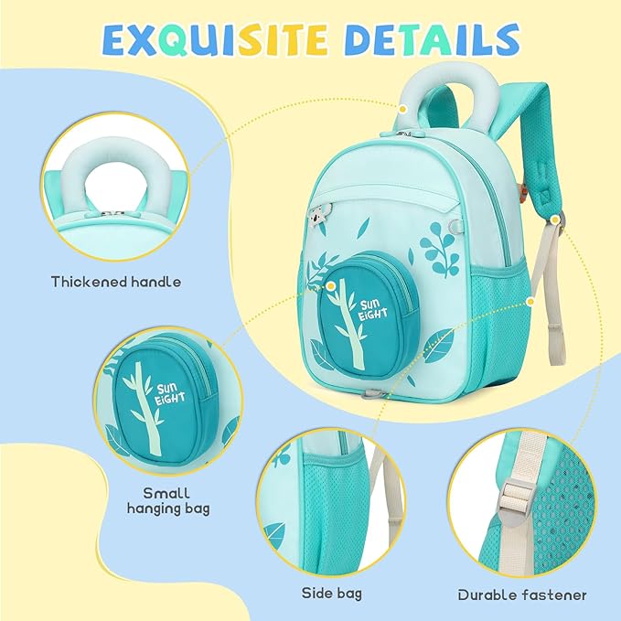 SUN EIGHT Kids Backpack with Plush Toy – Cute & Durable School Bag for Toddlers and Kindergarten