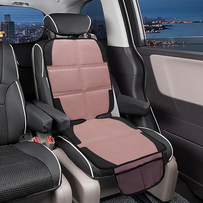 Car Seat Protector for Child, 2 Pack Baby Covers with Mesh Pockets & Non-Slip Backing 600D Durable Under Seat for Back (Rose Gold, Standard)