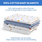 Delta Children 100% Cotton Flannel Baby Receiving Blankets for Girls and Boys – 30x30 Inches (Pack of 4), Space Exploration