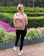 RUVALINO Diaper Bag Backpack, Multifunction Travel Back Pack for Girls, Maternity Baby Changing Bags with Changing Pad for Mom, Large Capacity, Waterproof and Stylish, Pink