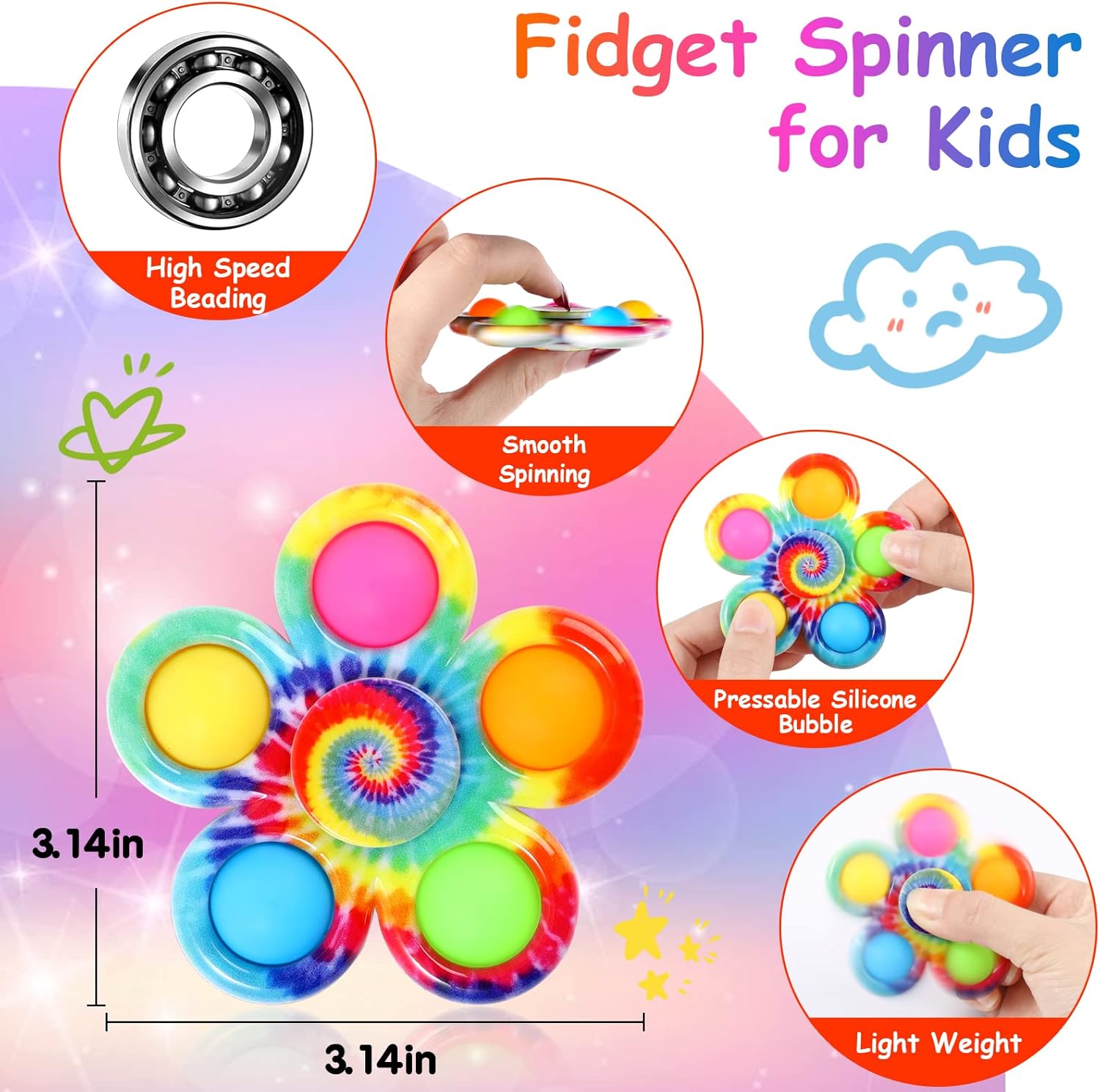 Gigilli 24 Pack Party Favors Fidget Spinners for Kids 4-8 8-12, Goodie Bags Stuffers for Kids 3-5, Pop Mini Fidget Toys Bulk Classroom Prizes for Girls Boys, Toddler Birthday Party Return Gifts